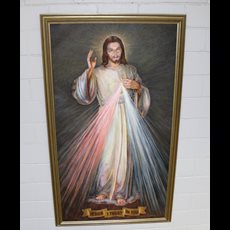 84" x 49" Original Oil Painting, The Divine Mercy SKU C1040-001